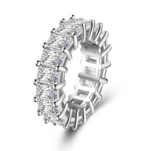 Bandringen Nieuwe hoge kwaliteit Clear Zirkon Ring Fashion Baguette bruiloftsbetrokkenheid Eeuwigheid voor vrouwen Valentijnsdag Gift Drop D Dh9ub