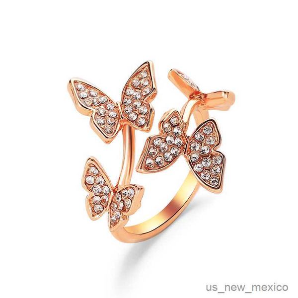 Anneaux de bande nouvelle offre spéciale papillon ouverture anneaux réglables pour les femmes blanc Zircon cubique élégant anneaux femme bijoux de mariage