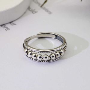 Band ringen nieuwe sieraden ring minimalistische Polka Dot kralen 925 zilveren angst ring Thaise zilveren sieraden opening zilveren ring 0i9c
