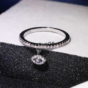 Band Ringen Nieuwe Lucky Evil Eye Ring 925 Sterling Zilveren Ring Zirkoon Hanger Dames Sieraden Mode Luxe Dames Ring verlovingsring J230602