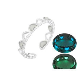 Band Ringen Nieuwe Lichtgevende Liefde Hart Open Voor Vrouwen Glow In The Dark Finger Ring Fashion Party Sieraden Gift drop Levering Dhhzf