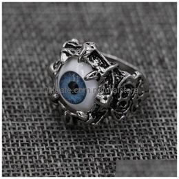 Bandringen Nieuwe mannen Punk roestvrijstalen fietsring Dragon Claw Evil Eye Skl Devil Eyeball Sieraden Maat 811 Drop levering DH3ZS