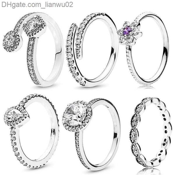 Anillos de banda Nuevo popular 925 Rings de plata esterlina gotas de agua Anillo de dedo delgado CZ Pandora MS Joyería de boda Accesorios de moda Regalo Z230817