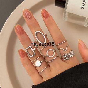 Band Ringen Nieuwe Punk Ring Set Cross Metal Goud Kleur Hip Pop Bladeren Ring Voor Vrouwen Vintage Knuckle Joint Sieraden gift J230602