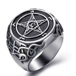 Bandringen Nieuwe Punk Sex Demon Satan Devil Pentagonal Mens Rfashion Trend Casual sieraden Accessoires Gift Groothandel J240429