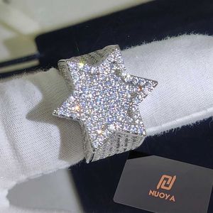 Band Anneaux New Style Hip-Hop Rock Rock Jewelry Hexagon Star Micro Pay 3A CZ Stone RFor Women J240429