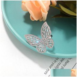 Bandringen Nieuwe Super Fairy Zirkon Butterfly Open Index Finger Ring Fashion Temperament Sweet Wild Love Rings Vrouwelijke sieraden Drop Deli Dhabk