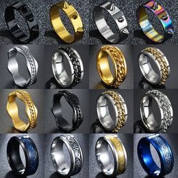 Bandringen Nieuwe trendy 6/8mm Punk Rock Spike Rivet Ring Men Women Male roestvrij staal mode sieraden voor meisjes zelfverdediging Drop del smtnb