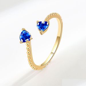 Bandringen Nieuwe trendy hartvorm zirkon voor vrouwen romantische roze verloving vriendin vrouwelijke metalen vinger ring sieraden cadeau dhdya