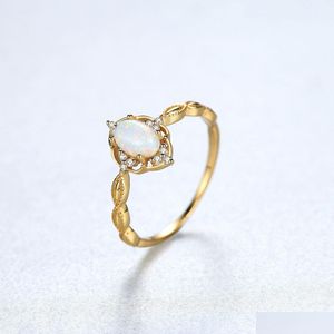 Bandringen Nieuwe vintage stijl Opal S925 Sier Ring Light Luxe Geplaatste 18K Gold Fashion Women Designer Exquisite Jewelry Gift Drop Deliv Otgde