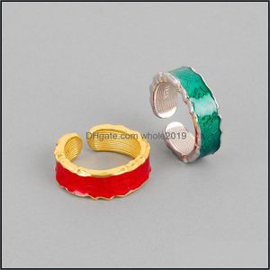 Bandringen Niche Design gevoel van temperament innovatieve microinla￯en Epoxy Irregar Open Ring Drop Delivery Sieraden DHC4J