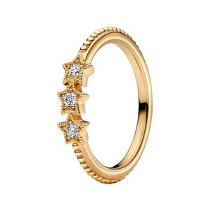Bandringen Night Sky Star gestapelde ring geschikt voor dames trouwring sprankelende gouden sieraden vork ronde transparante zirkoon J240326