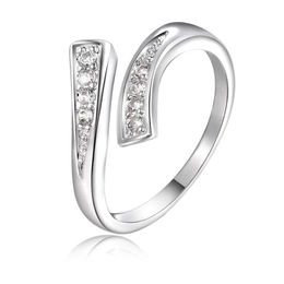 Bands Anneaux Noble 925 Silver Silver Open Ring Womens Wedding Fashion Party Bijoux Womens Charm Classic Zircon Crystal J240410