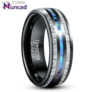 Bandringen NUNCAD 8 mm elektrische zwart ingelegde meteoriet Abalone schelp koepel wolfraam Caide ring herenmode bruiloft sieraden beste cadeau L240305