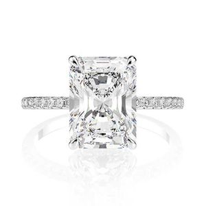 Anneaux de bande OEVAS réel 925 SterlSilver taille émeraude diamant à haute teneur en carbone 5A Zircon WeddRings pour les femmes de luxe bijoux fins en gros J240118