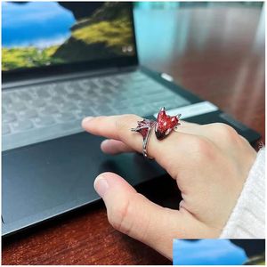 Bandringen Origineel ontwerp Starry Sky Sky Small Blue Dragon Opening 14K Yellow Gold Ring Colorf Frisse en uniek vakmanschap Charm Women DHQXW