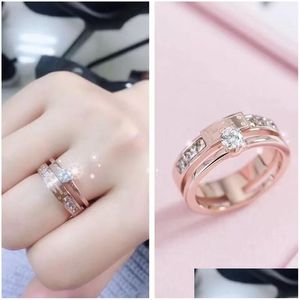 Bagues de bande Logo original Graver Designer Diamond K Bague Extravagante 18K Rose Or Rose 316L Lettre en acier inoxydable Femmes Hommes Weddin DH287