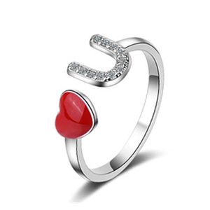 Bagues de bande Personnalité originale Mode Rouge Amour Doux et frais Ouvert Index Bague Femme Bijoux Nouveau Dames Coeur Réglable Dr Dhwaq