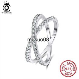 Anneaux de bande ORSA JEWELS 925 Sterling Silver Eternity Rings Double Cross Design CB Accessoires de fiançailles à la mode pour les femmes SR240 J230602