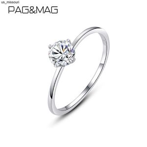 Bandringen Pagmag 05CT 56mm EF Ronde 18K White Gold Plated 925 Silver Moissanite Ring For Women Diamond Wedding Band Jubilary Gift J230522