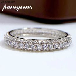 PANSYSEN New Classic 100 925 Sterling Silver Full Circle High Carbon Diamond Finger Rings pour les femmes de mariage Fine Jewelry J230522