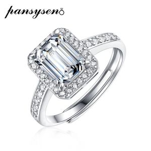 Band Ringen PANSYSEN Hoogwaardige D Kleur 100 925 Sterling Zilver Emerald Cut 1ct 2ct Echte Ring Vrouwen Trouwringen Fijne Sieraden 231212