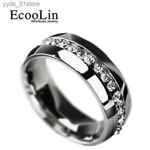 Band Rings Pcs/Lot femmes anneaux de mariage lots al por mayor en acier inoxydable strass zircone gros bijoux entiers en vrac Ringlots LR L240305