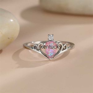 Bandringen Peer Cut Purple Fire Opal Ring Silver Color Mystic Rainbow Stone Cute Crown Rings For Women Engagement Wedding Bands Sieraden