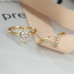 Bandringen Peer Cut Witte Ring Set Goud Kleur Belofte Verlovingsringen Voor Vrouwen Stapelen Trouwringen Valentijnsdag Sieraden R230831