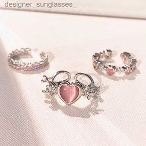 Bandringen roze hartringen voor vrouwen openen persoonlijkheid doorn vingerring mode zoete meisjes sieraden bruiloftsfeest accessoires 2023L231222