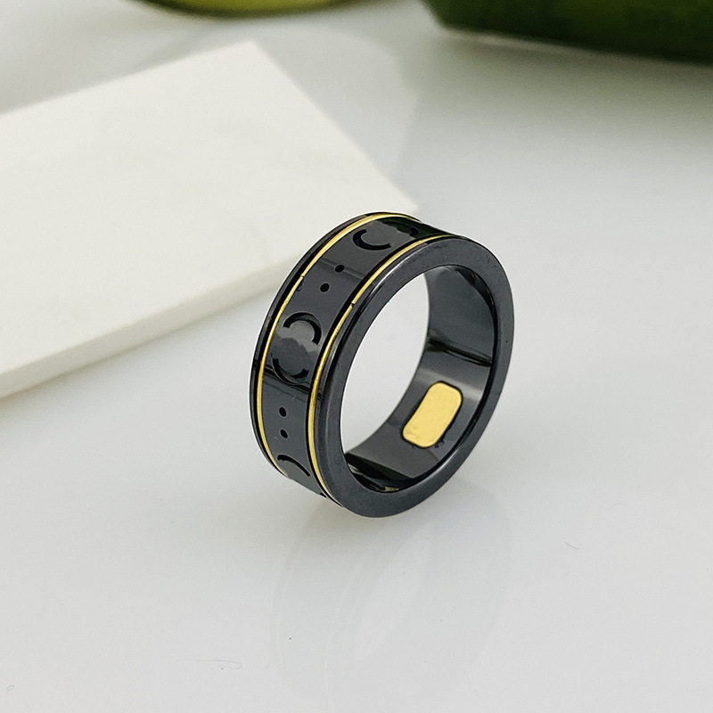 Полоса кольца керамика и фарфоровые мужские ювелирные кольца дизайнерские кольца для женщин для женщин-юбилей подарок черно-белый керамический древний кольцо 18k золота