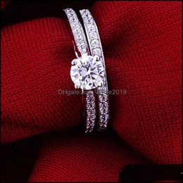 Bandringen Pretty Set For Women Men Ring Bijoux Femme Fashion Jewelry Crystal Engagement Wedding Drop Delivery DHFMR