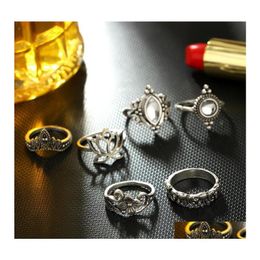 Bandringen mooie bruiloftsets 5 stks/set set klassiek vorm patroon kristallen hanger mooie charm sieraden drop levering dh0gb