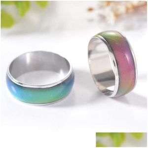 Bagues de bande Prettyring pour femmes mode humeur créative bagues pour femmes bijoux cadeaux couleurs changer bague avec votre émotion température sensation Dhxea