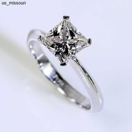 Bandringen Princess Cut 1ct Lab Diamond Ring Origineel 925 Sterling Silver Engagement Wedding Band Rings For Women Bridal Fine Jewelry Gift J230522