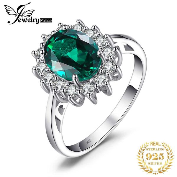 Band Anneaux La princesse Diana du palais de bijoux simule Jade pour créer un Ruby 925 Pure Silver Halo Ring femelle Gold Gold Gold plaqué