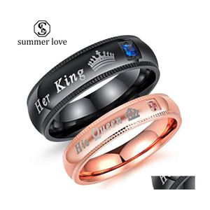 Band ringen belofte paar haar koning zijn koningin kroon charme letter ring unieke minnaar voor vrouwelijke mannen drop levering sieraden dhq61
