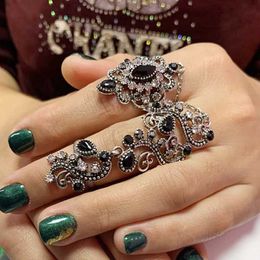 Bagues Promotion turc Double bagues pour femmes fleur bijoux ethniques multicolore résine Vintage assez exquis mi anneau Anillos 240125