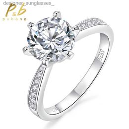 Anneaux de bande Pubang Fine Jewelry 925 STERLING SIGHLING STIMING 9 mm Gra Moisanite Diamond Wedding Engagement Rings For Women Anniversary Giftl231222