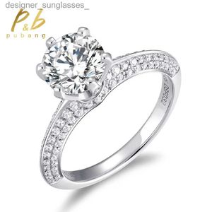 Anneaux de bande Pubang Fine Jewelry Real 925 STERLING Silver 11mm Gra VVS1 Moisanite Diamond Wedding Engagement Ring Fo Women Anniversary Giftl231222