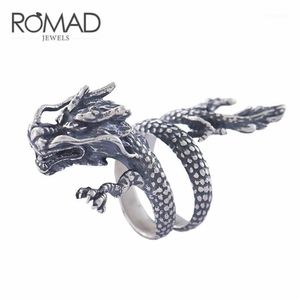 Anillos de banda Punk Animal Dragon Ring 100% Real 925 Sterling Silver para hombres Mujeres Vintage Retro Party Joyería unisex Z41200V