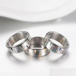 Bandringen Punk Rock Mannen Ring Titanium Staal Draaibaar Christus Jezus Relius Voor Man Europese Mode Stijl Sieraden Anel Mascino 365 N2 Dhbay