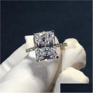 Bandringen Radiant Cut 3Ct Lab Diamond Ring 925 Sterling Sier Bijou Verlovingsbruiloft Voor Vrouwen Bruidsfeest Sieraden 885 Q2 Drop Del Dh71S