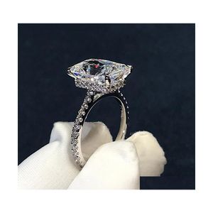 Bandringen Radiant Cut 3ct Lab Diamond Ring 925 Sterling Sier Bijou Engagement Wedding For Women Bridal Party Sieraden 885 Q2 Drop del Dhxov