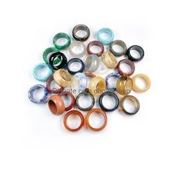 Band Ringen Willekeurige Kleur Natuursteen Ring Sieraden Een diversiteit aan stenen Twee Soorten Modellen Uni Circle Finger Charms 12Mm Breedte Drop De Dhgnq