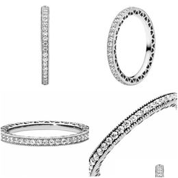 Bands anneaux Real 925 Sterling Sier CZ Diamond Ring Fit Pandora Engagement Bijoux pour femmes 59 m2 Drop Livrot Dhgarden Dhljq