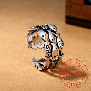 Bagues % Bague de poisson en argent Sterling 925 véritable, anillos réglables pour femmes, bijoux en argent sterling, anillos de plata ley 925 original G230213