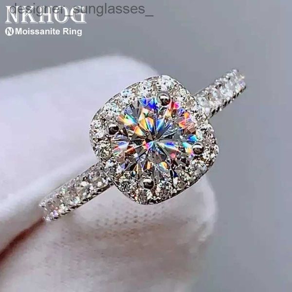 Anneaux de bande Véritable Moissanite 925 bague en argent Sterling pour les femmes carré rond 1CT 2CT 3CT brillant diamant bande de doigt bijoux de mariage cadeau L231201