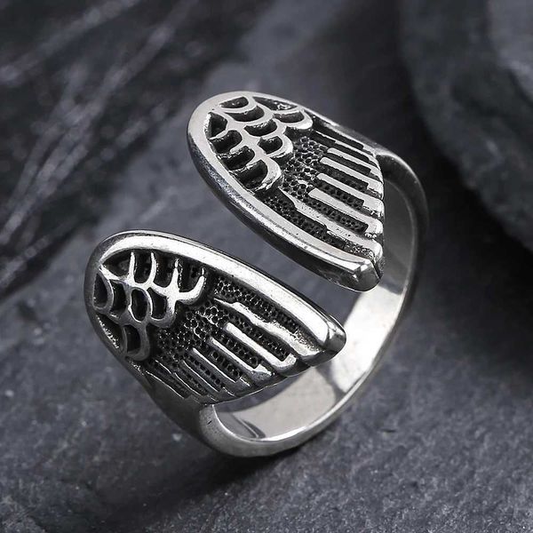 Bands Anneaux Retro Black Angel Wings Womens Open Ring S925 STERLING SILP PARTY EXQUISITE BIELSHIR ANIMAL SNAKE RING ANNIVERSAIRE ANNIVERSAIRE Q240427