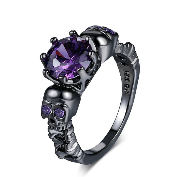 Anneaux de bande Rétro Punk Crâne Bague Gothique Pour Femmes Hommes Halloween Goth Noir Or Couleur Accession En Gros Bijoux De Mode R523 230830